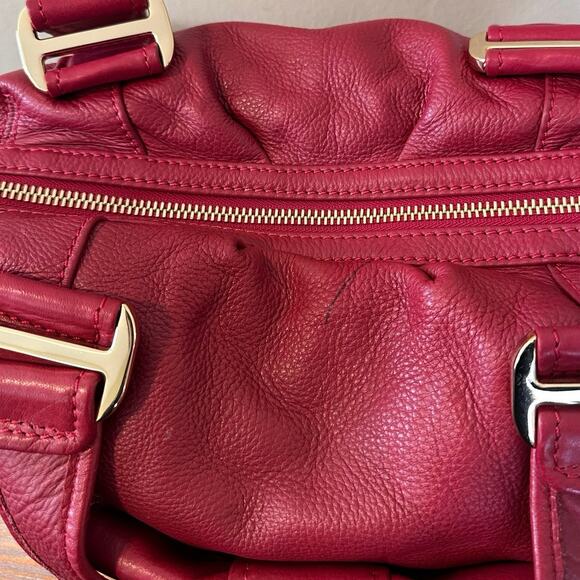 Michael Kors Bag Red Pebble Leather Top Handle Satchel Handbag - Picture 11 of 11